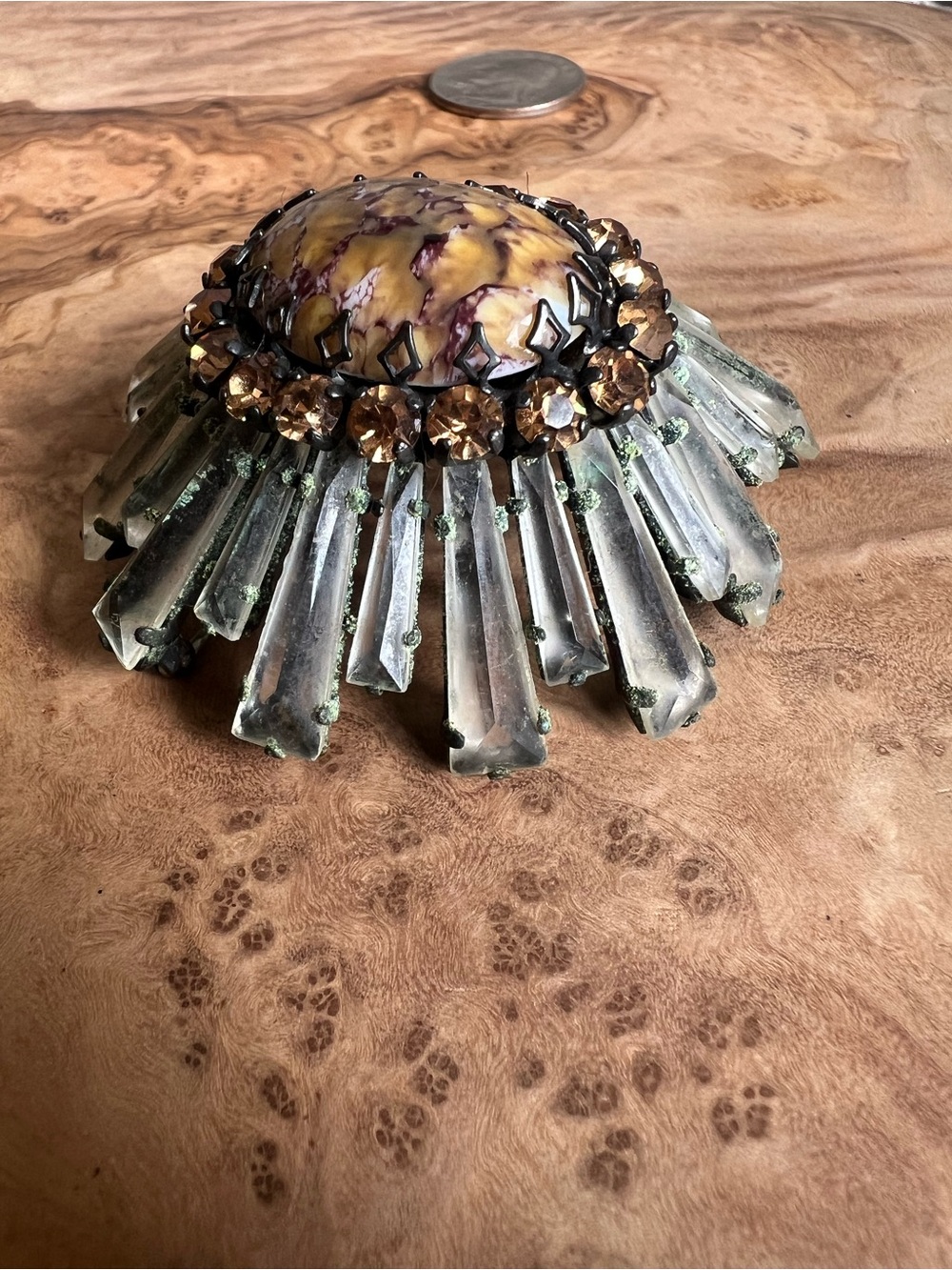 1950s Schreiner High Dome Ruffle Brooch